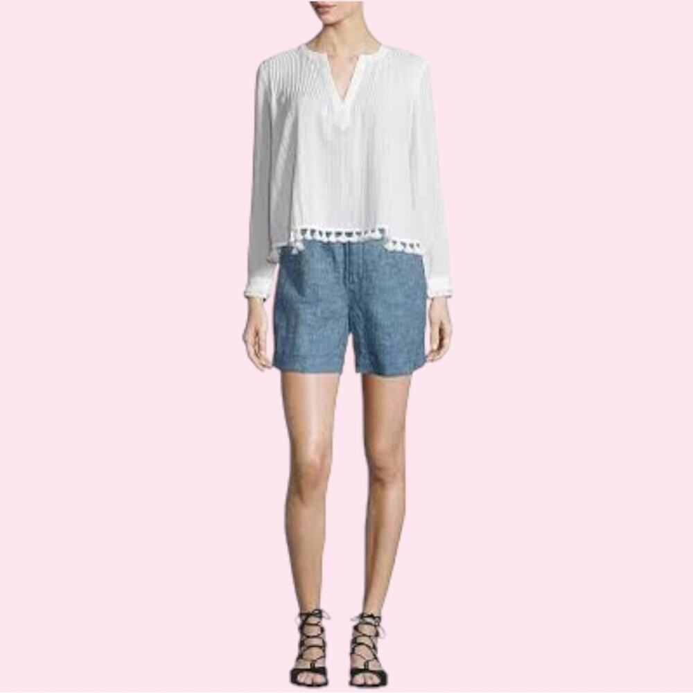Derek Lam 10 Crosby Pintuck Tassel Trim Top 4 EUC - Picture 3 of 11